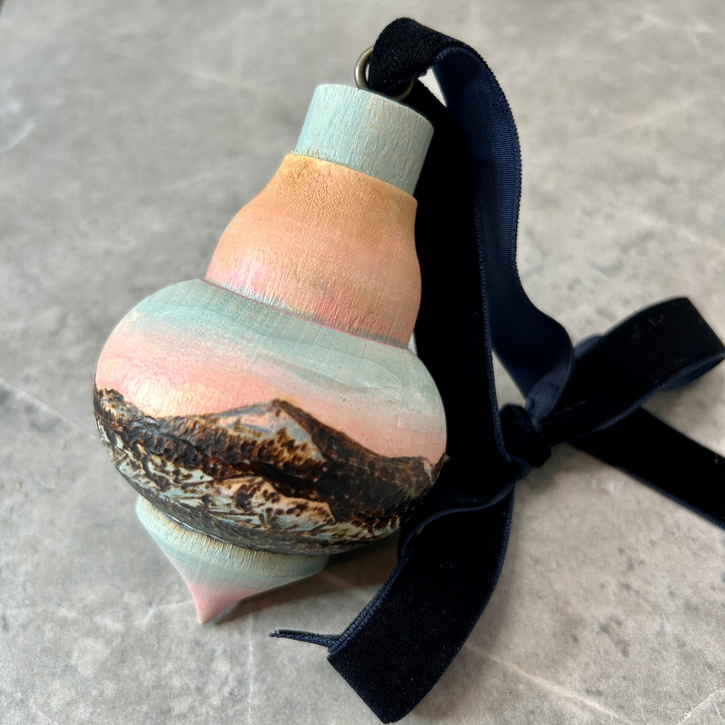 Blush Peaks Wood Turned Bauble Ornament