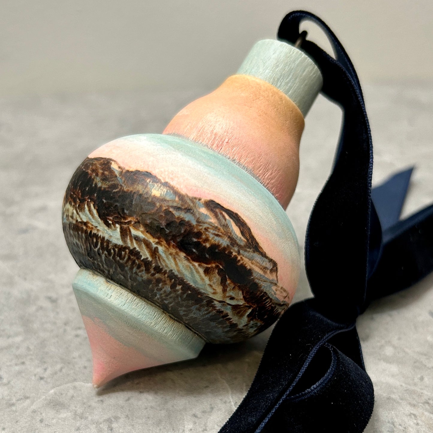 Blush Peaks Wood Turned Bauble Ornament