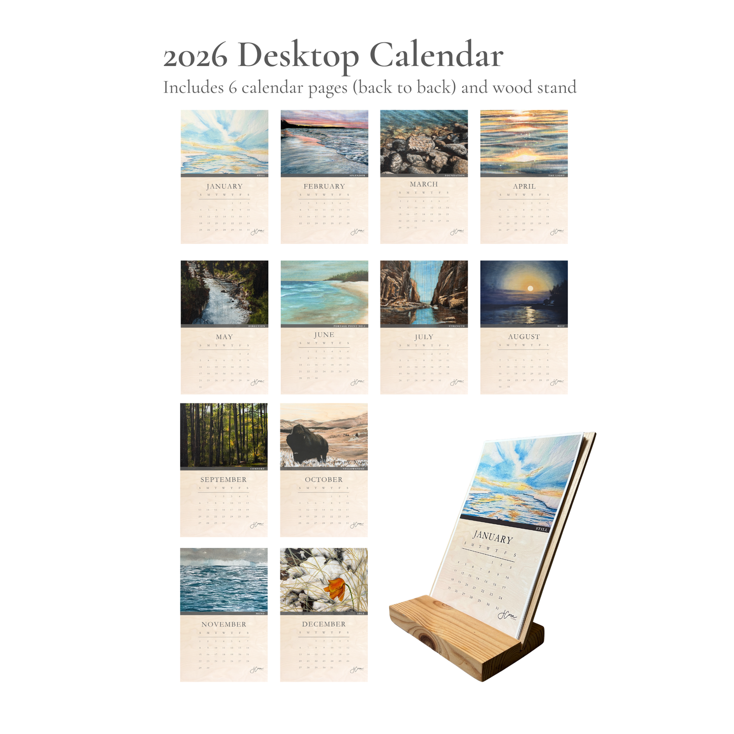 2026 Desktop Easel Calendar