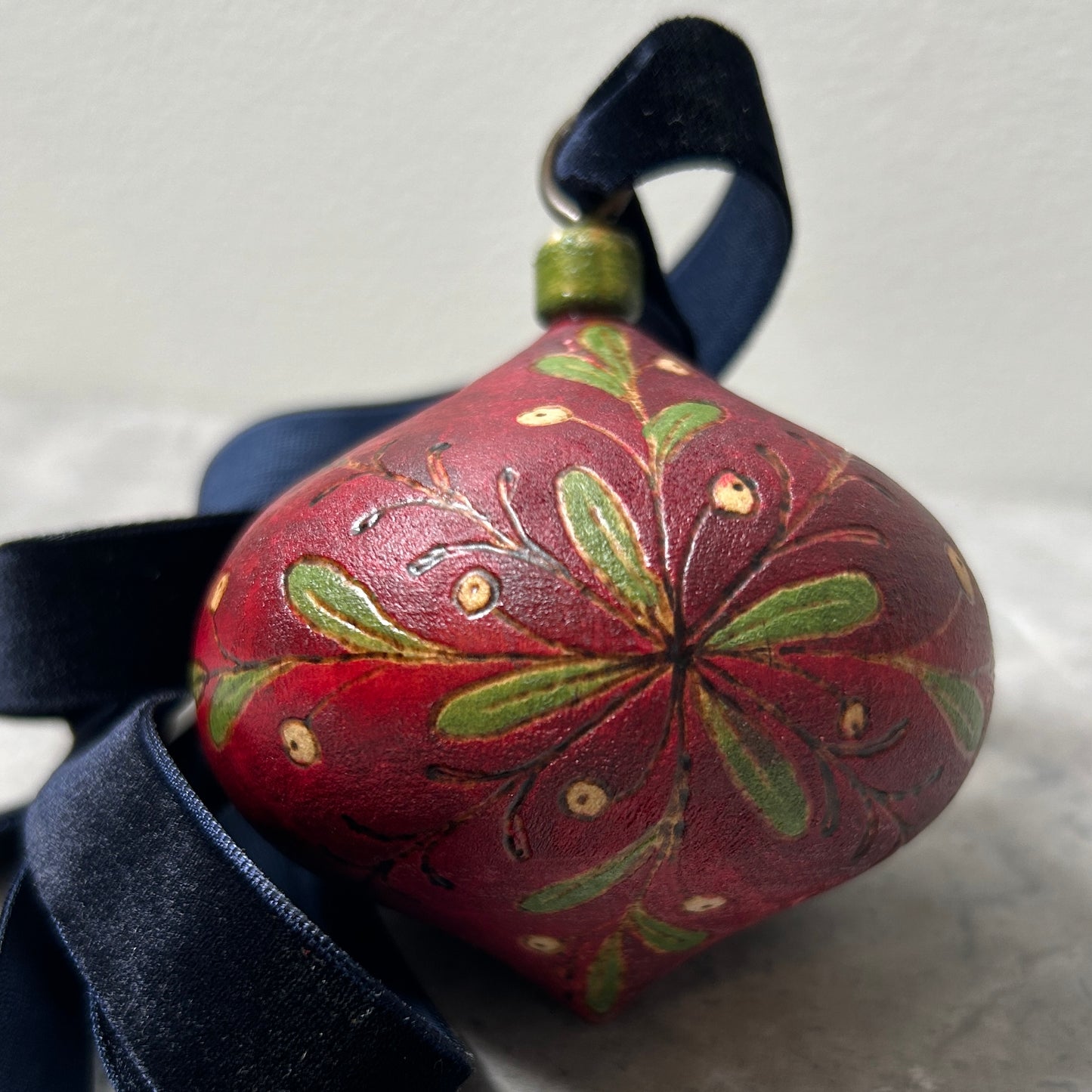 Berry Wreath Wood Turned Bauble Ornament