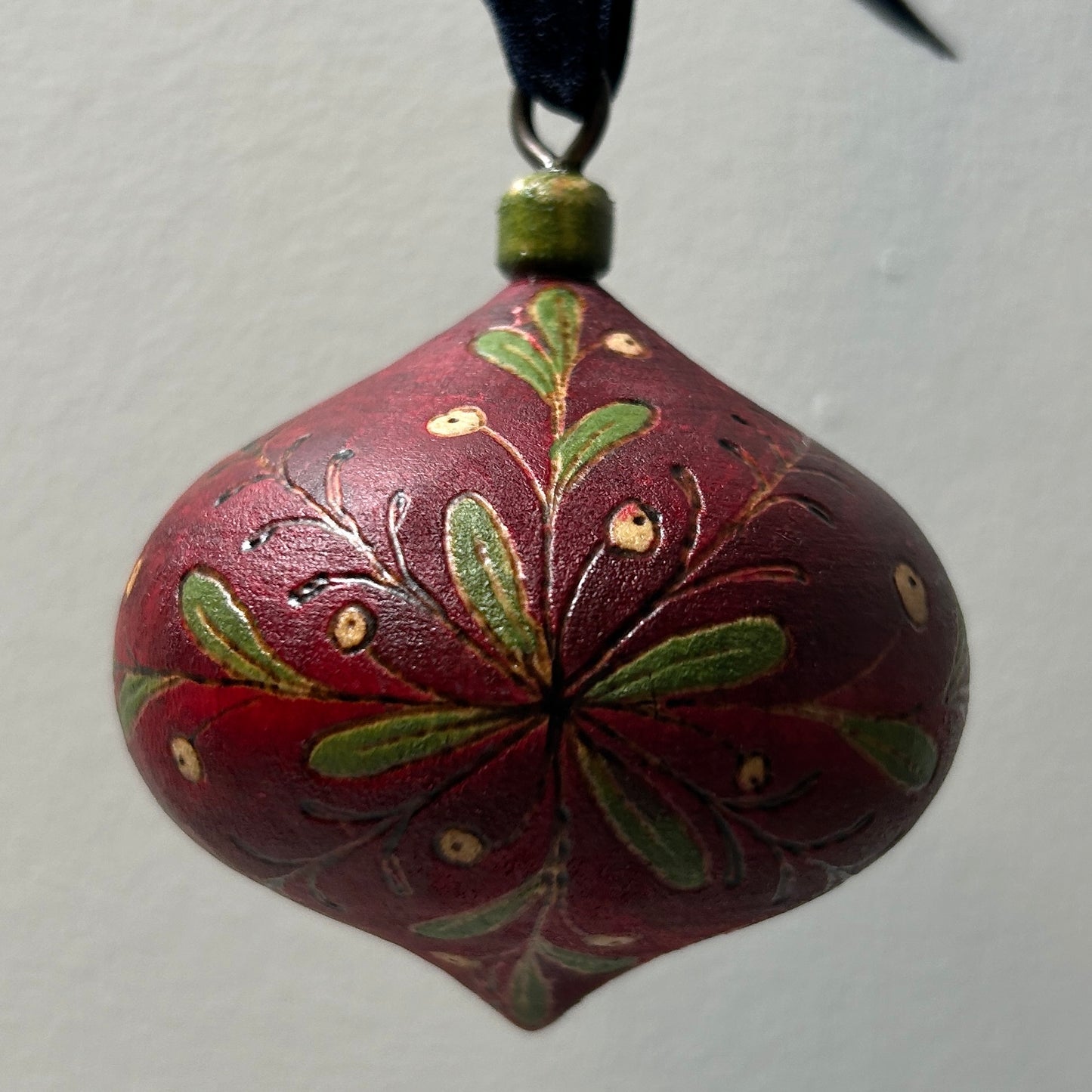 Berry Wreath Wood Turned Bauble Ornament