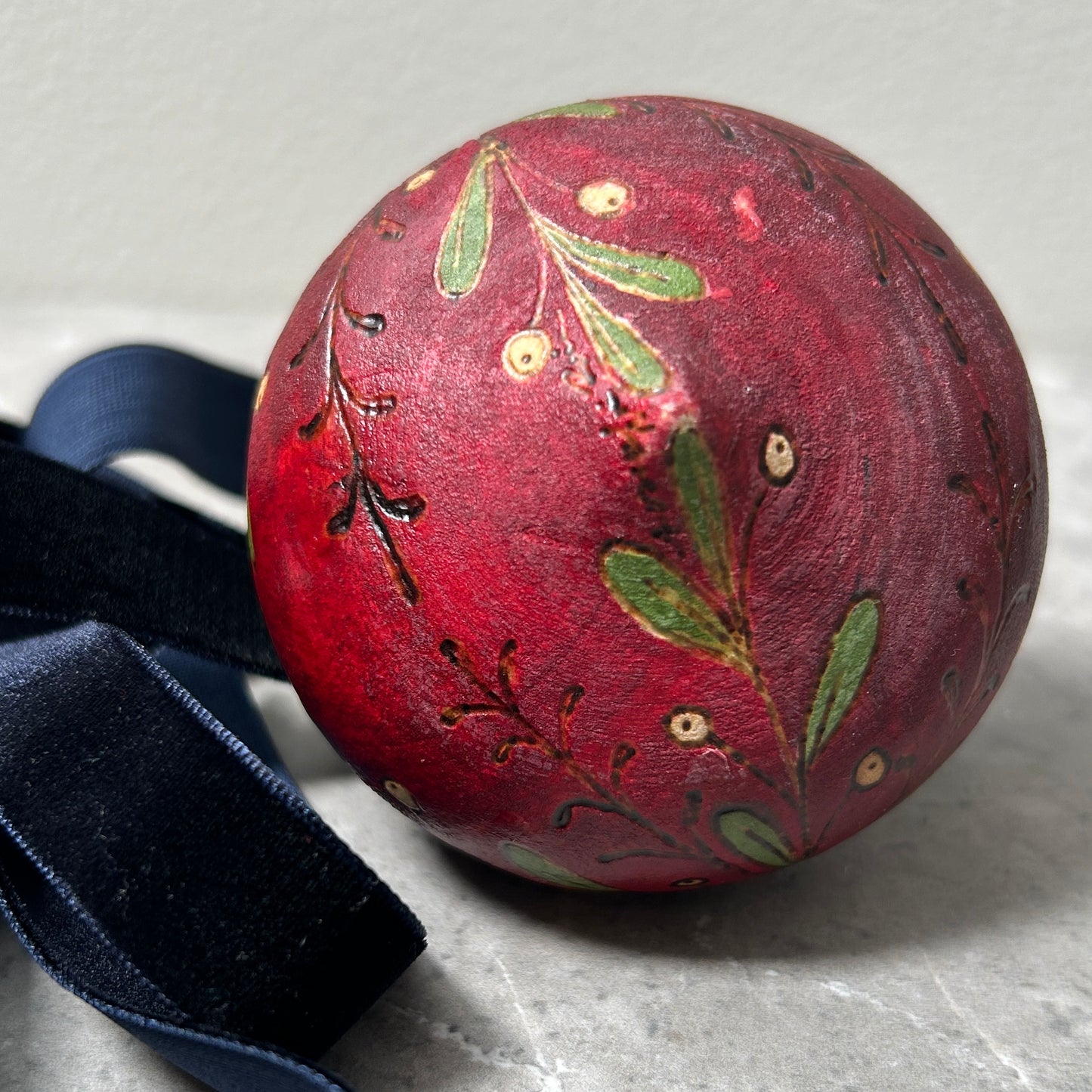 Berry Wreath Wood Turned Bauble Ornament