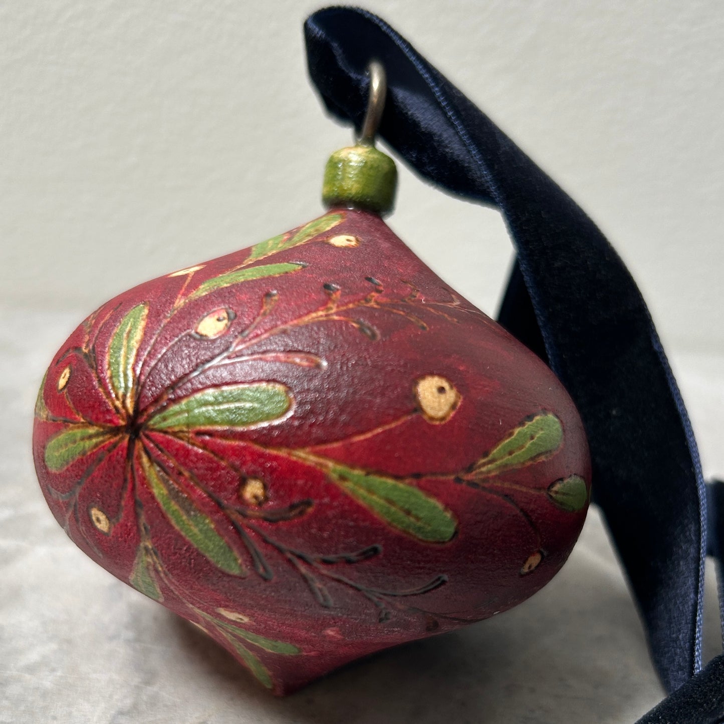 Berry Wreath Wood Turned Bauble Ornament