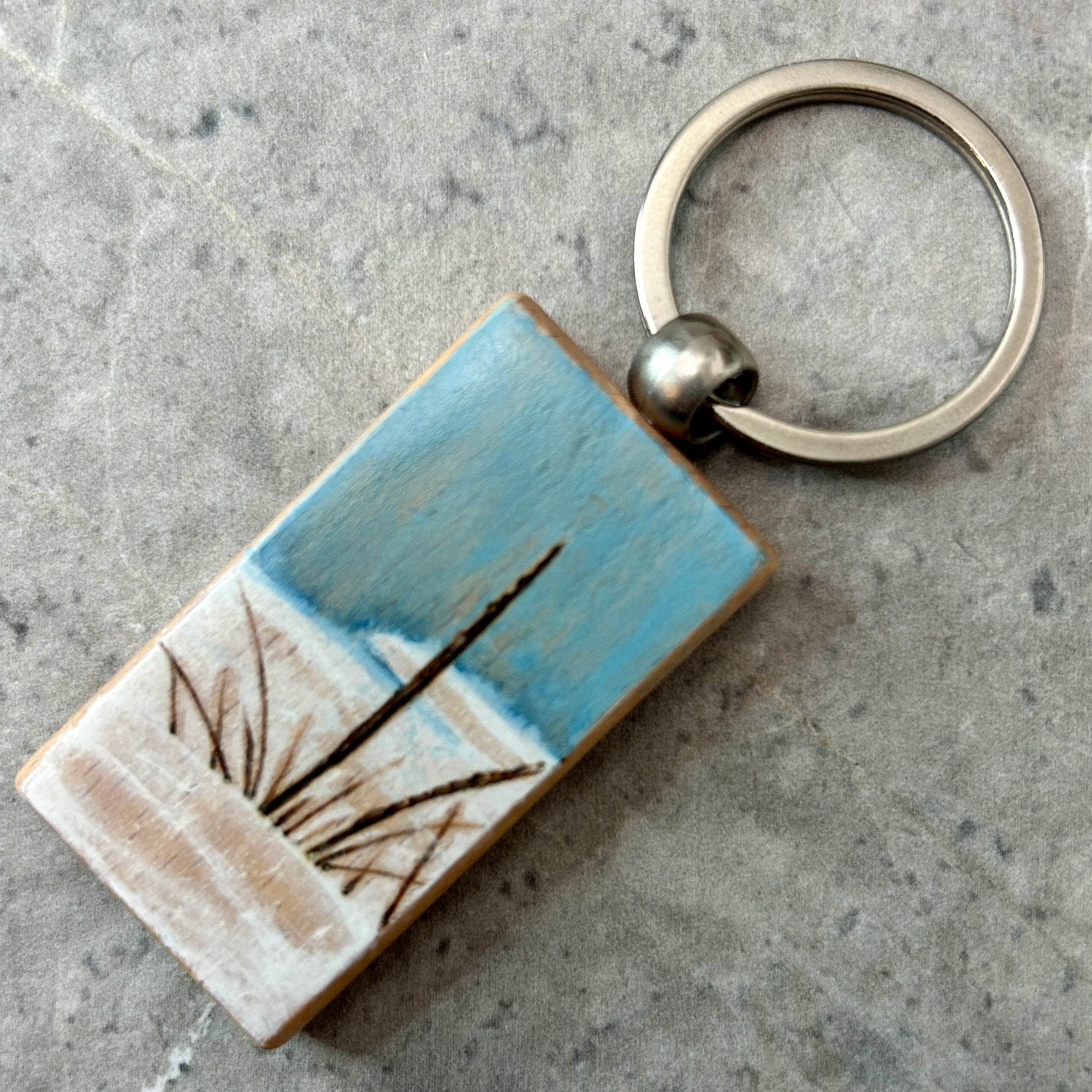 Snow Covered Shores Rectangle Keychain