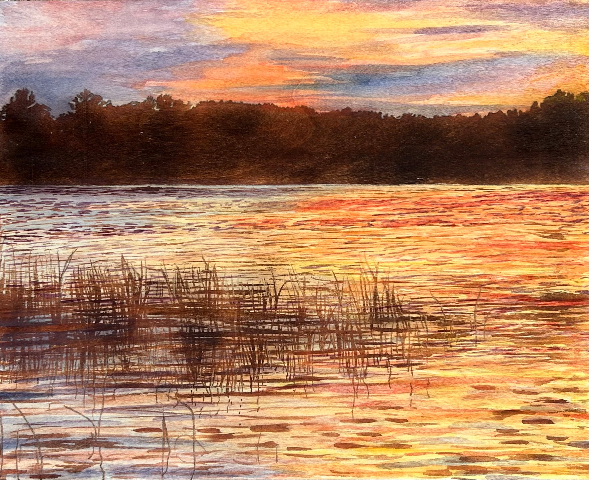 Sunset Over the Wetland Original Painting