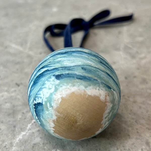 Icy Waves Wood Ball Ornament