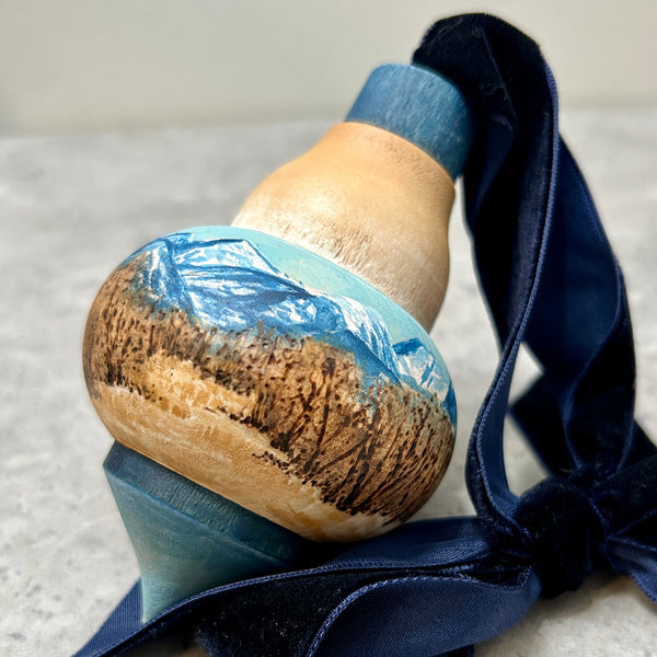 Montana Mountainscape Wood Turned Bauble Ornament