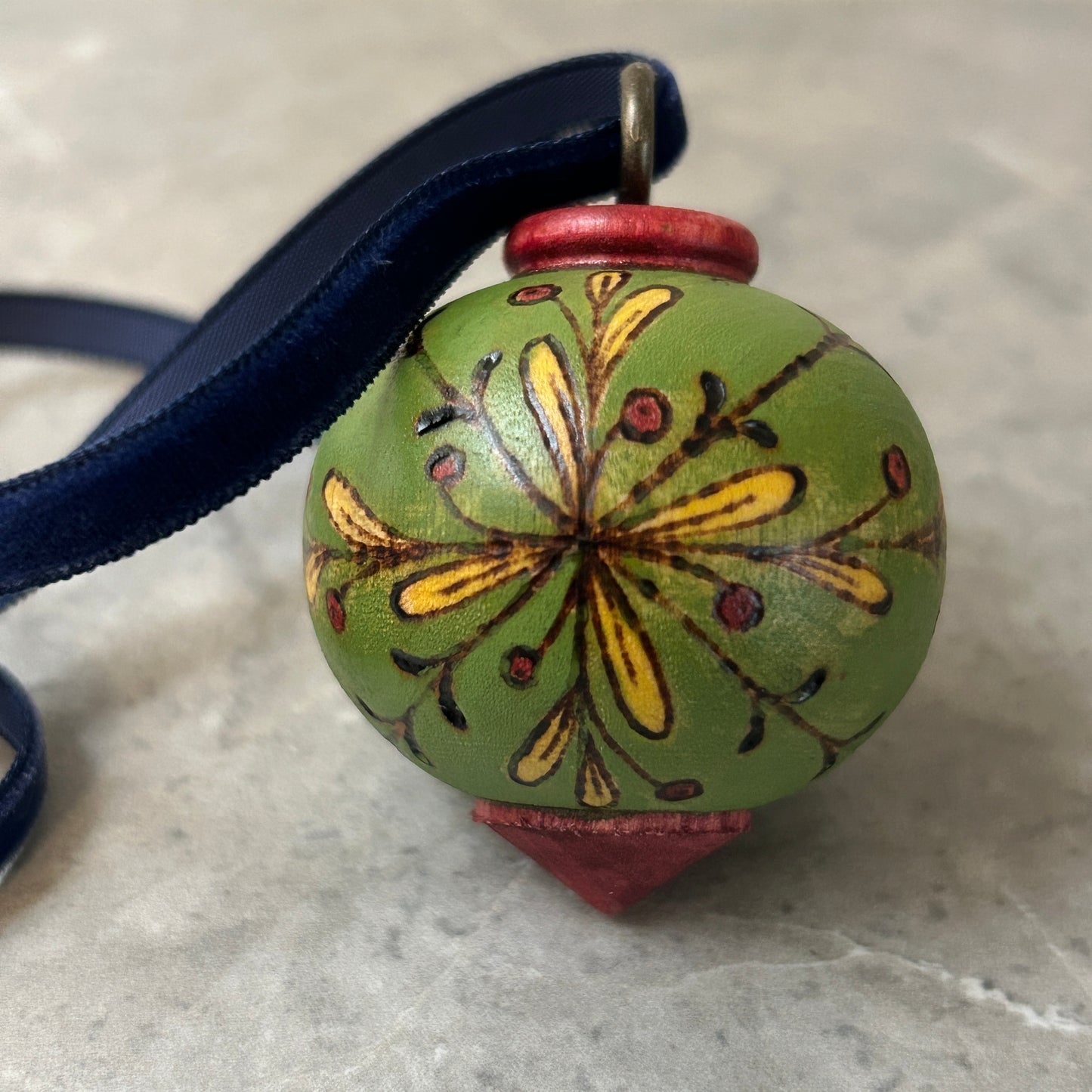 Berry Wreath Small Wood Turned Bauble Ornament