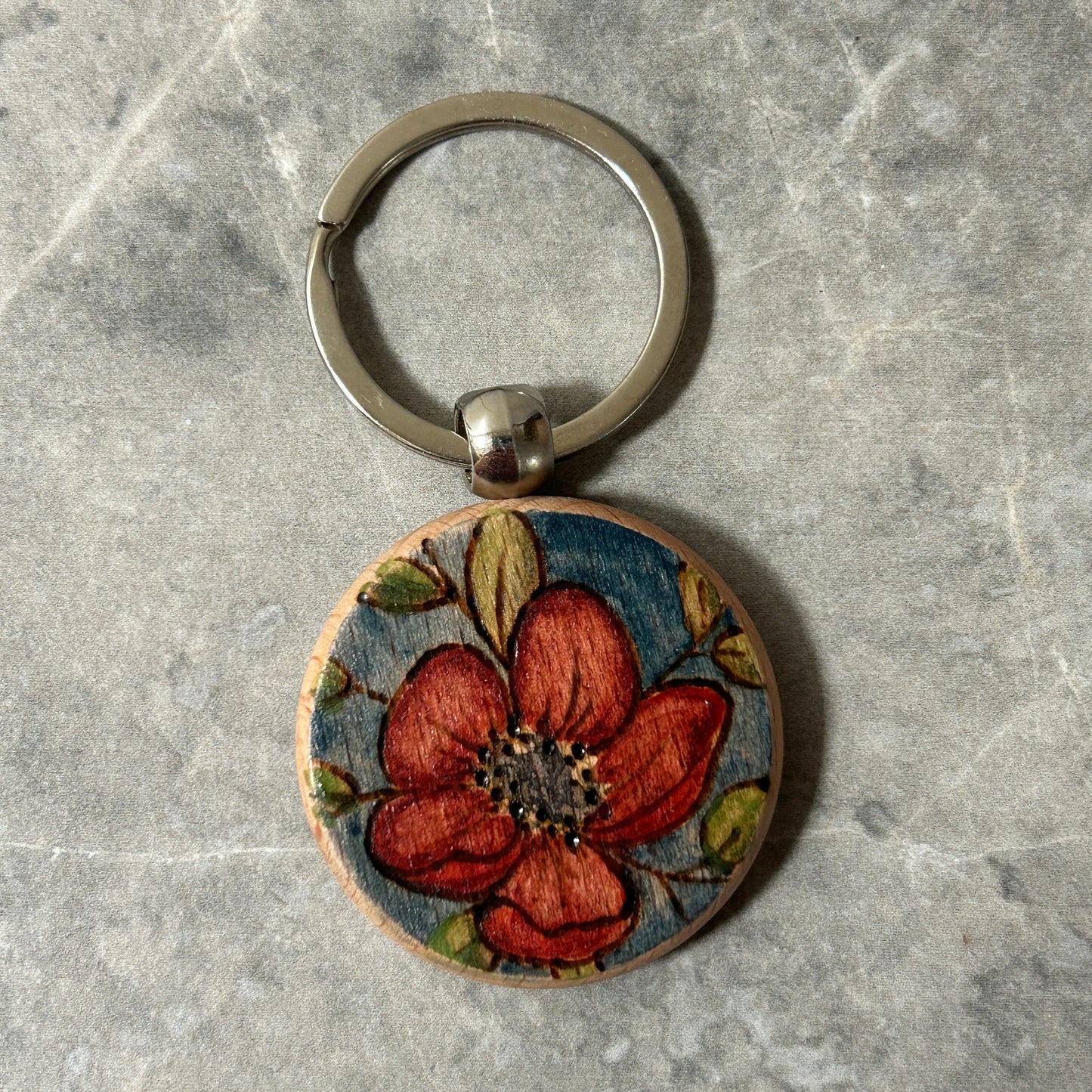 Red Floral Keychain