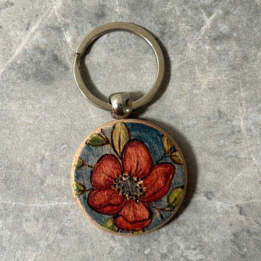 Red Floral Keychain