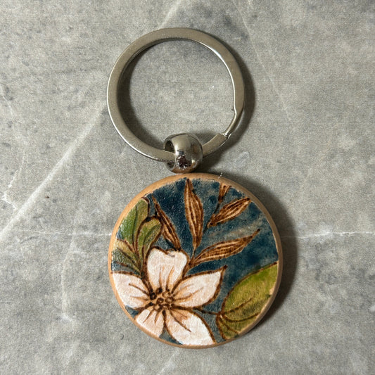 White Poinsettia Keychain