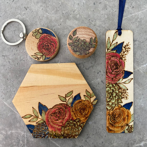 Traditional Fall Vibes Floral Keychain